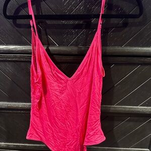 Pink open lace back bodysuitt